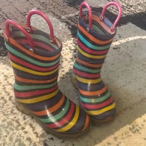 Toddler Striped Colorful Rain Boots Size 6